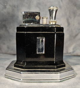 Pre War Black Ronson Octette Art Deco Touch tip table lighter